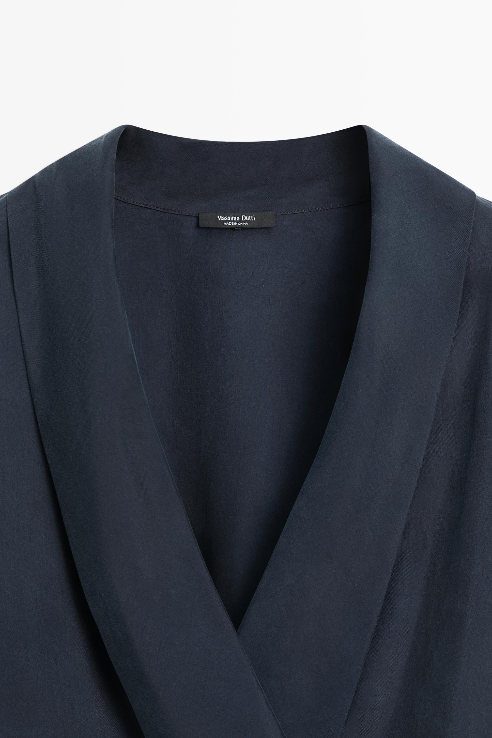 Flowing gathered wrap blouse
